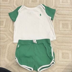 Ralph Lauren Green and White Baby Set